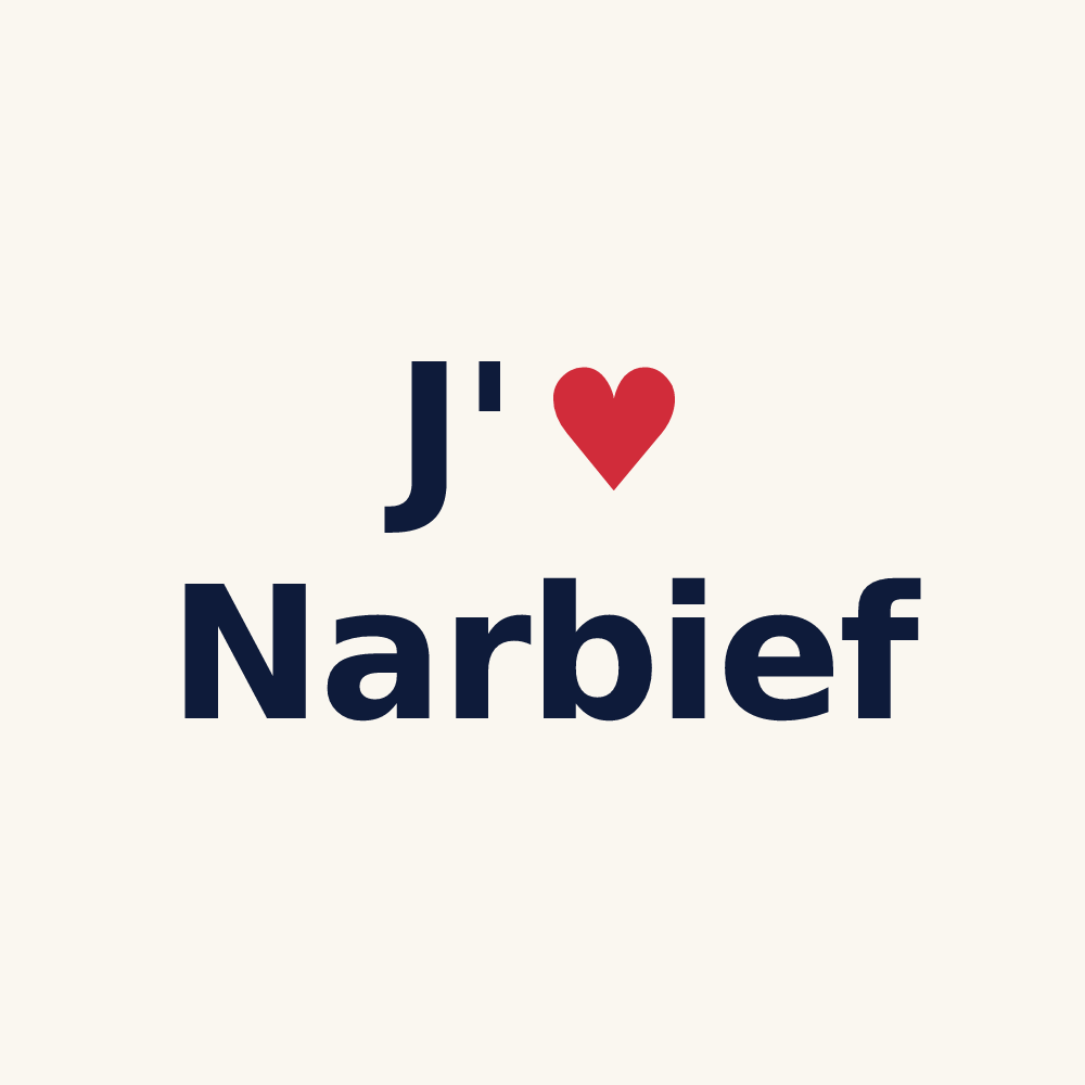Tasse personnalisée Narbief — design « J'aime Narbief » imprimé sur la tasse