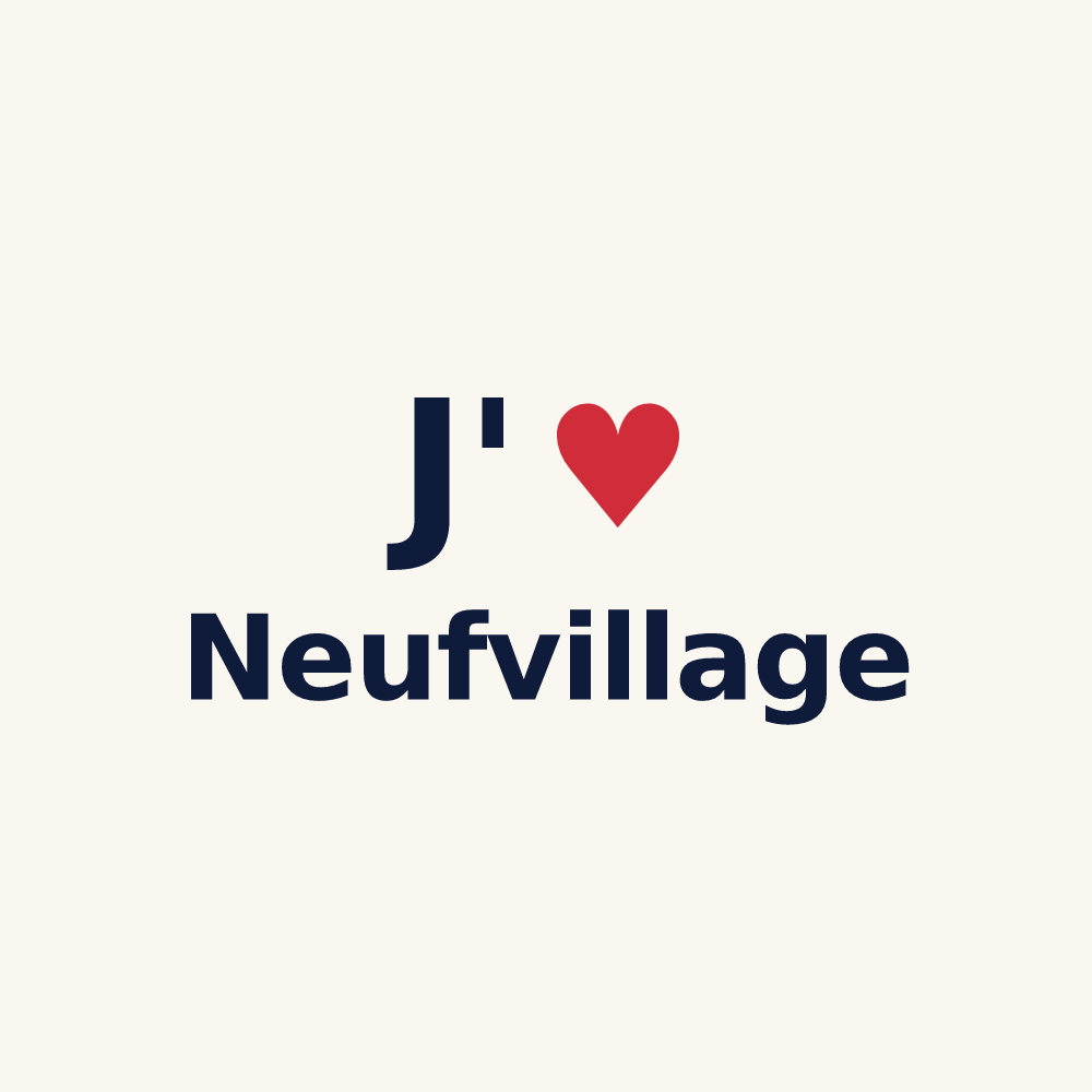 Tasse personnalisée Neufvillage — design « J'aime Neufvillage » imprimé sur la tasse