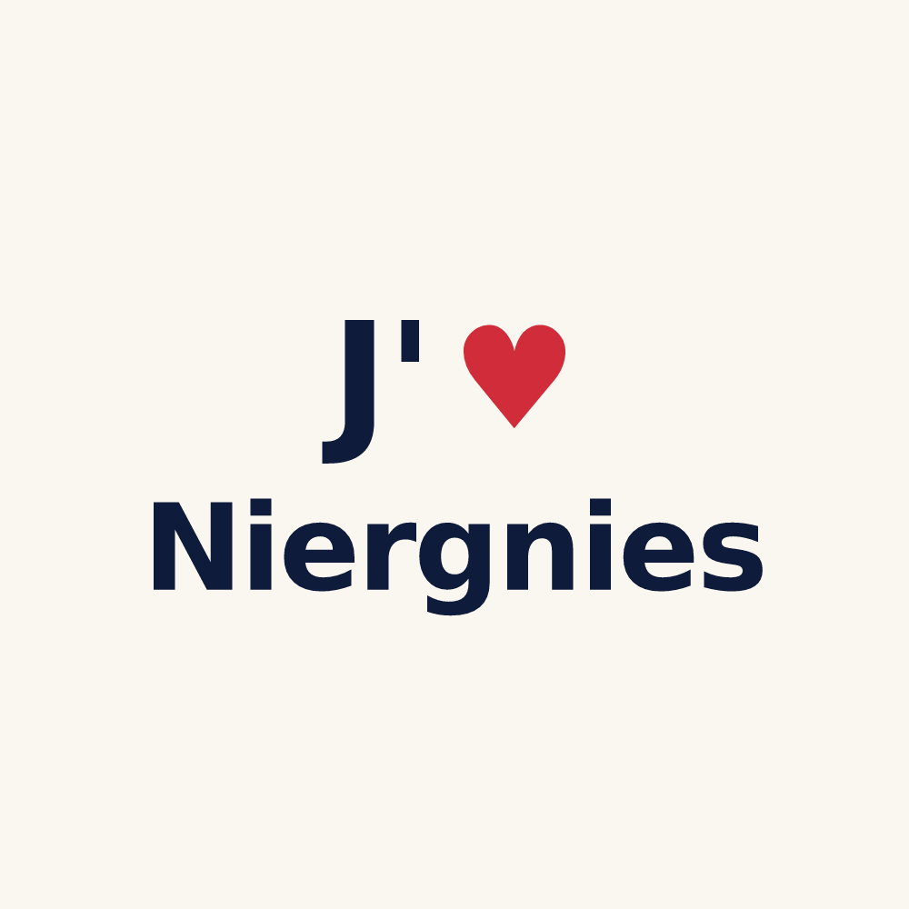 Tasse personnalisée Niergnies — design « J'aime Niergnies » imprimé sur la tasse