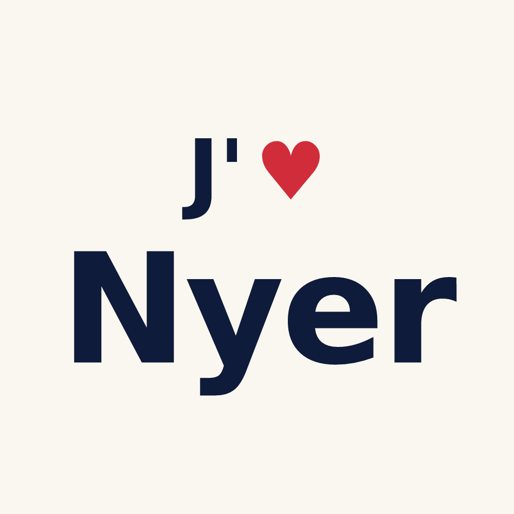 Tasse personnalisée Nyer — design « J'aime Nyer » imprimé sur la tasse