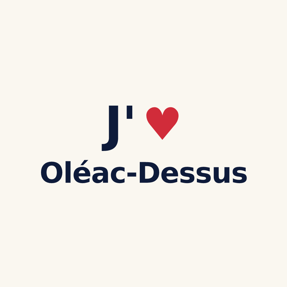 Tasse personnalisée Oléac-Dessus — design « J'aime Oléac-Dessus » imprimé sur la tasse
