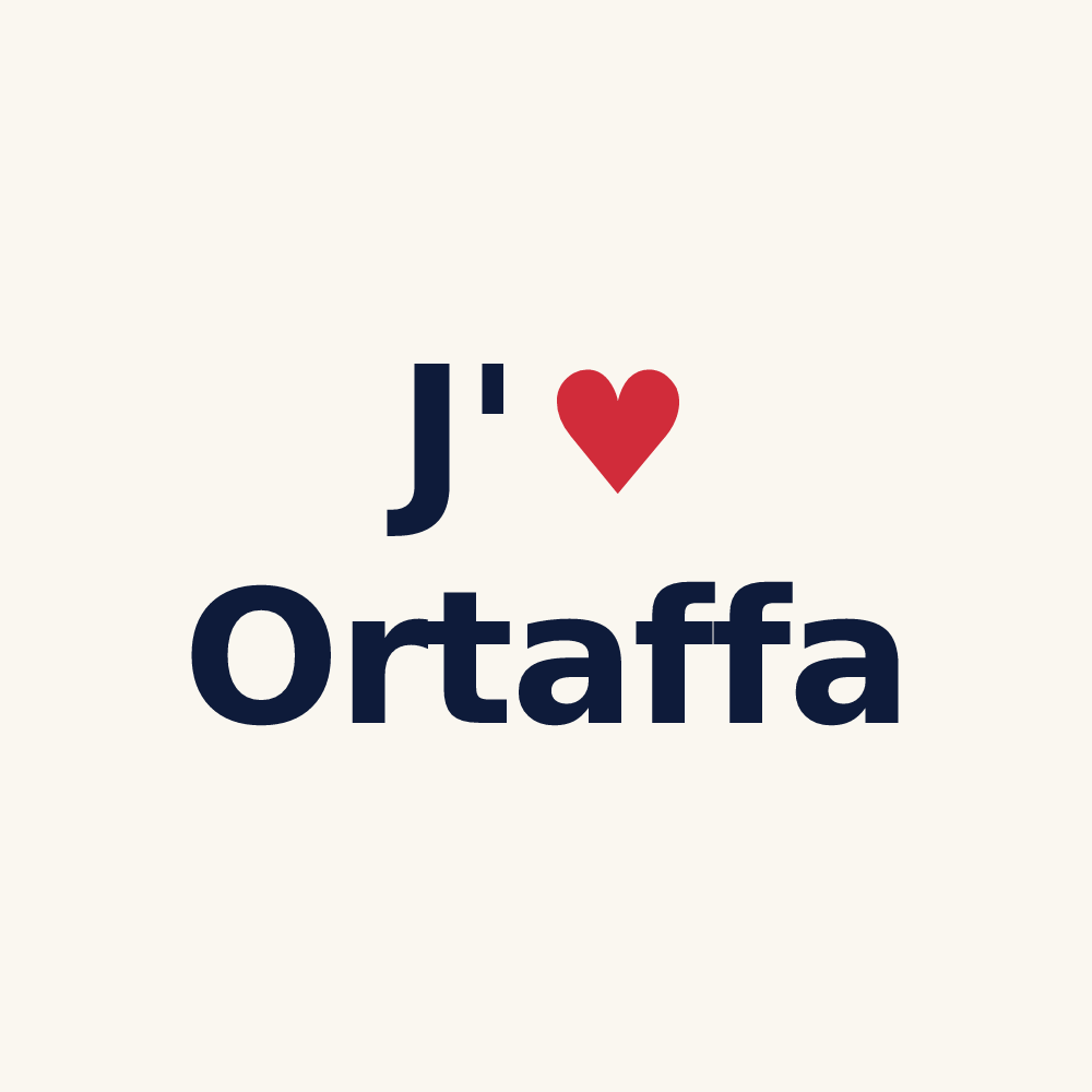 Tasse personnalisée Ortaffa — design « J'aime Ortaffa » imprimé sur la tasse