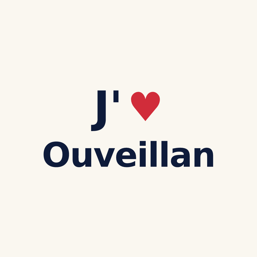 Tasse personnalisée Ouveillan — design J'aime Ouveillan