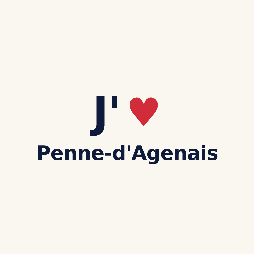 Tasse personnalisée Penne-d'Agenais — design « J'aime Penne-d'Agenais » imprimé sur la tasse