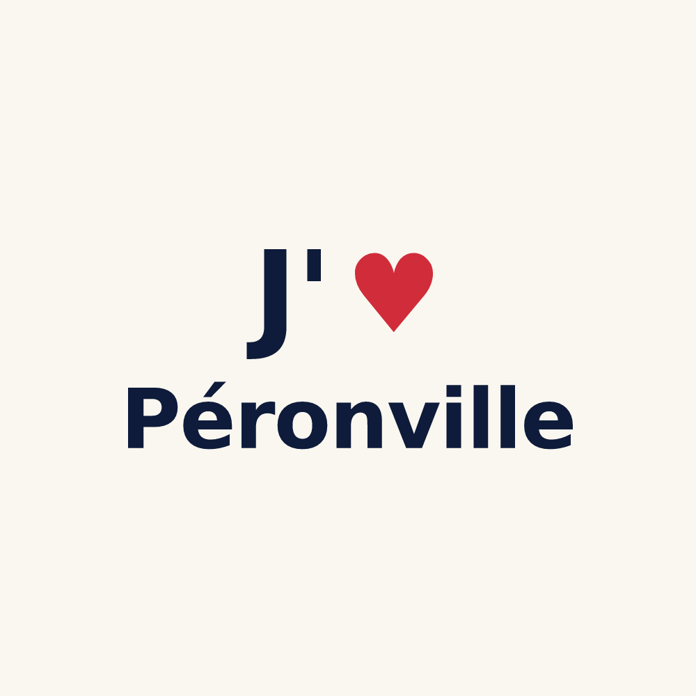 Tasse personnalisée Péronville — design « J'aime Péronville » imprimé sur la tasse