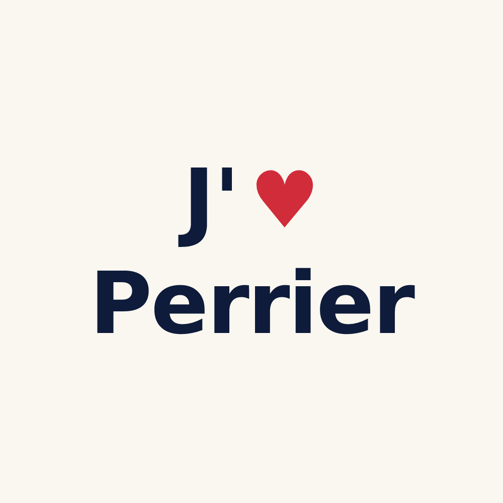 Tasse personnalisée Perrier — design J'aime Perrier
