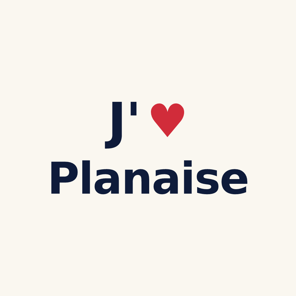 Tasse personnalisée Planaise — design J'aime Planaise