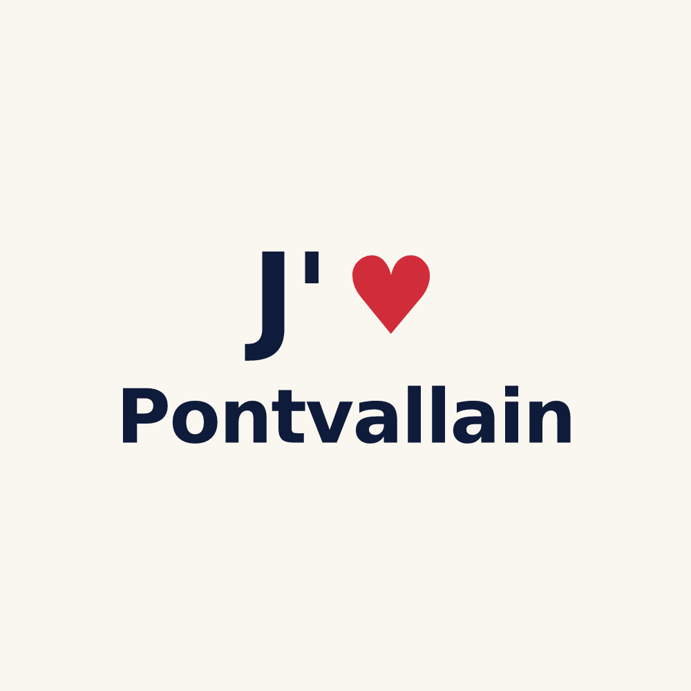 Tasse personnalisée Pontvallain — design « J'aime Pontvallain » imprimé sur la tasse