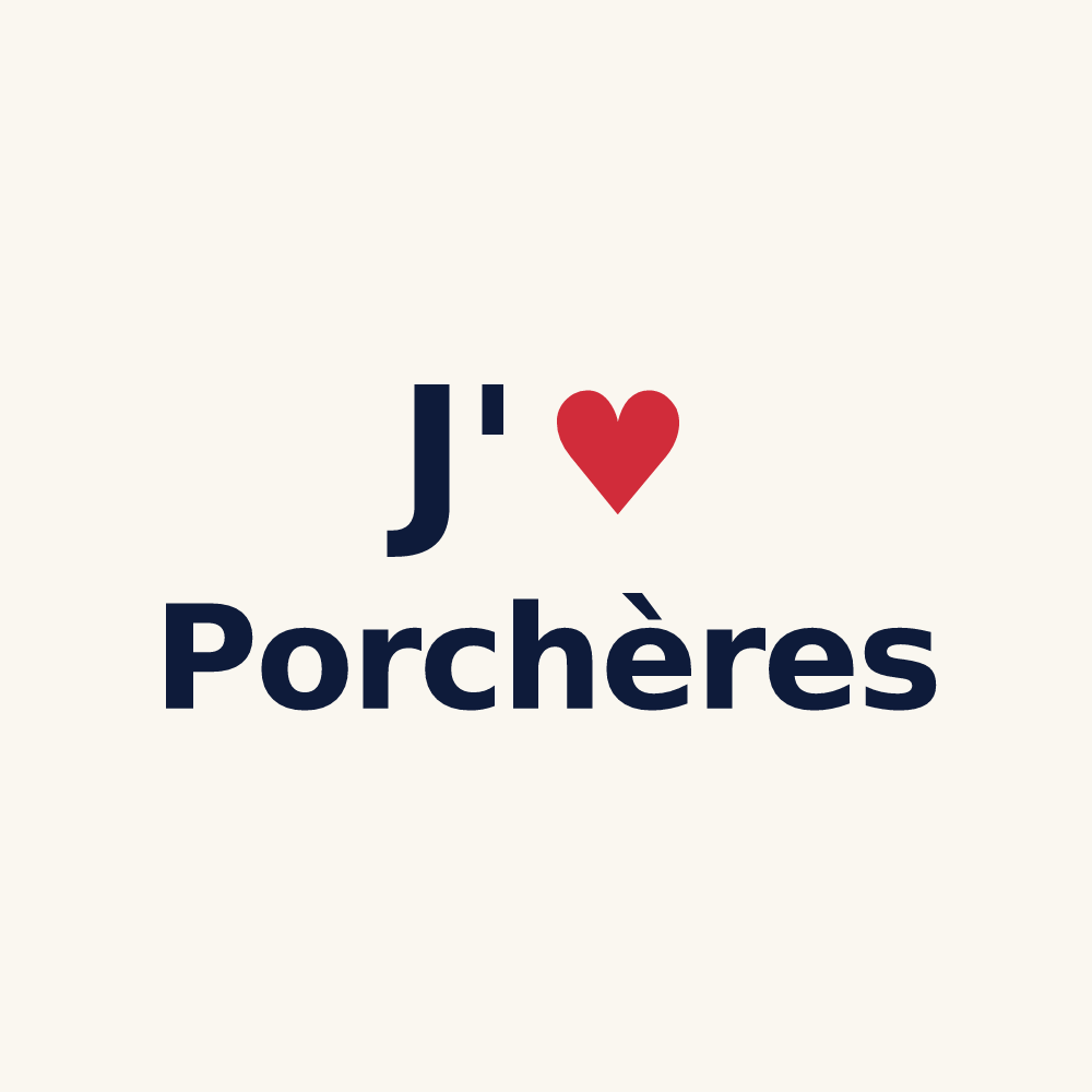 Tasse personnalisée Porchères — design « J'aime Porchères » imprimé sur la tasse