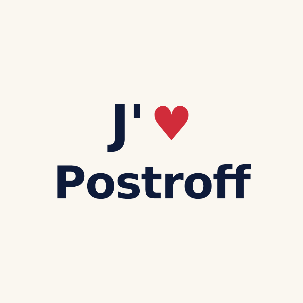 Tasse personnalisée Postroff — design J'aime Postroff