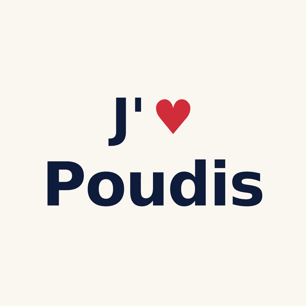 Tasse personnalisée Poudis — design J'aime Poudis