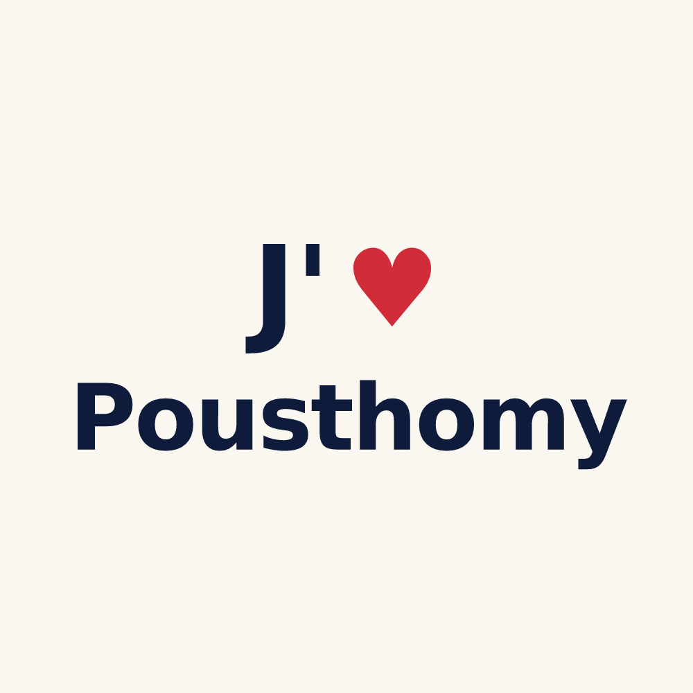 Tasse personnalisée Pousthomy — design « J'aime Pousthomy » imprimé sur la tasse