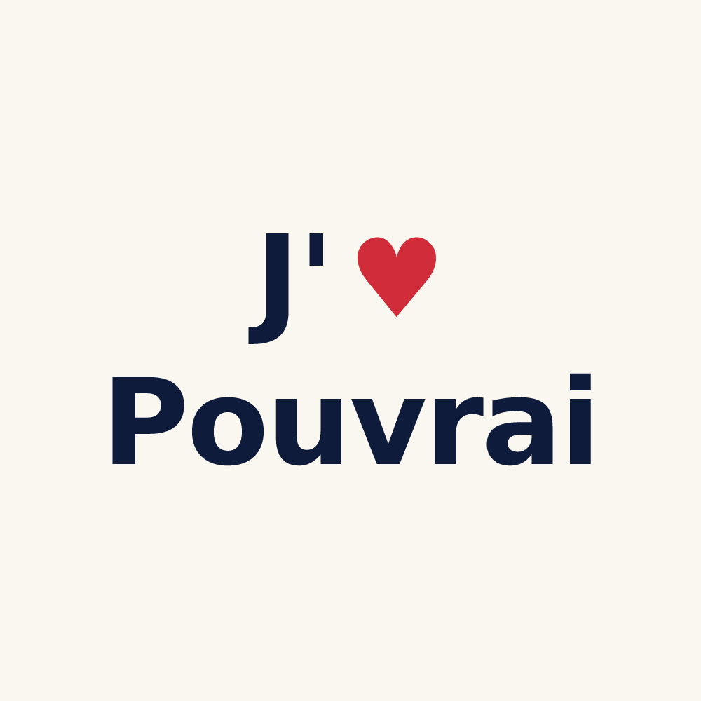 Tasse personnalisée Pouvrai — design « J'aime Pouvrai » imprimé sur la tasse