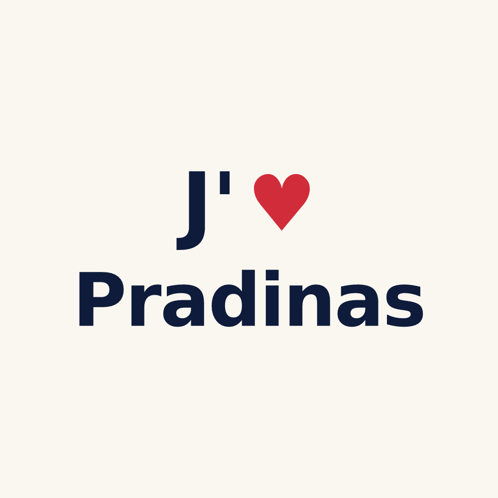 Tasse personnalisée Pradinas — design « J'aime Pradinas » imprimé sur la tasse