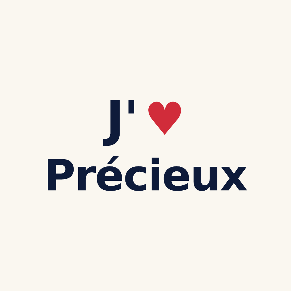 Tasse personnalisée Précieux — design « J'aime Précieux » imprimé sur la tasse