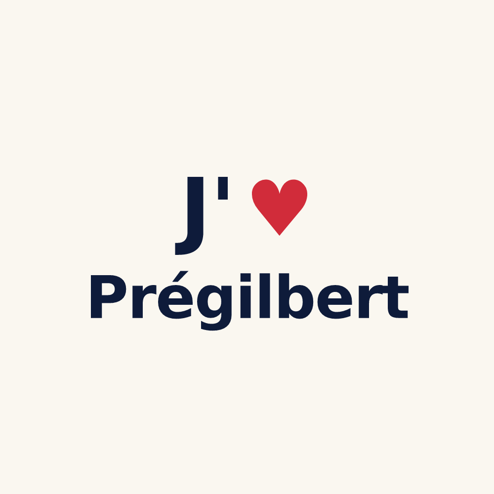 Tasse personnalisée Prégilbert — design J'aime Prégilbert
