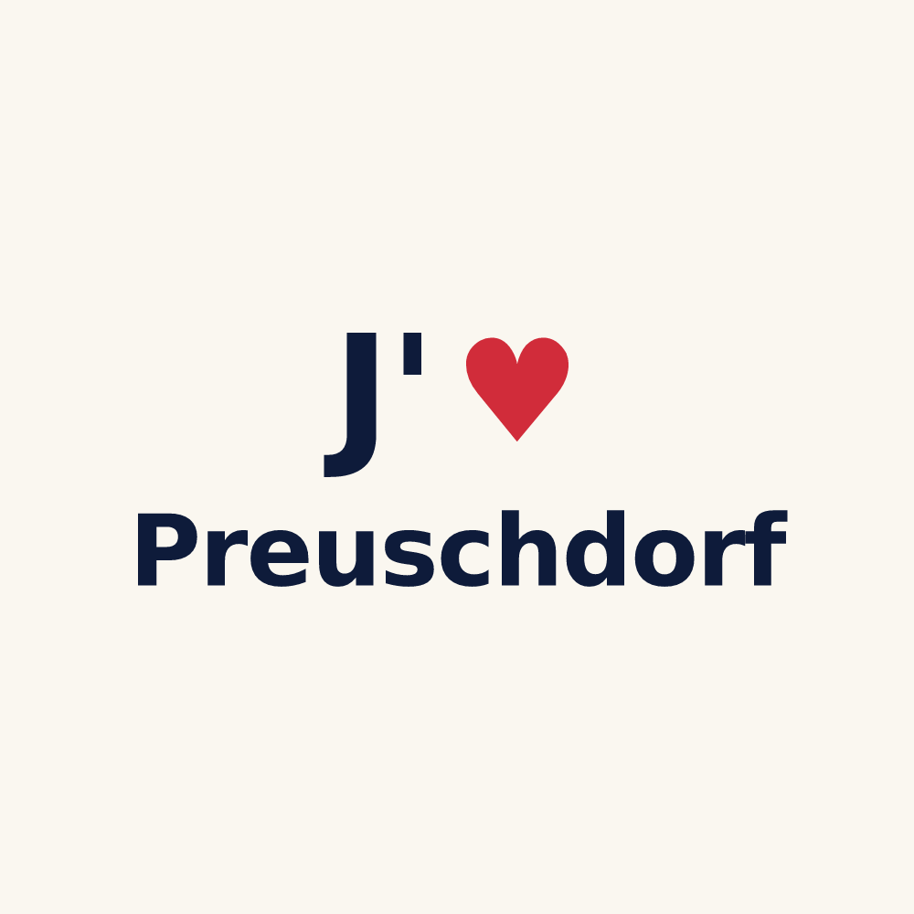 Tasse personnalisée Preuschdorf — design J'aime Preuschdorf