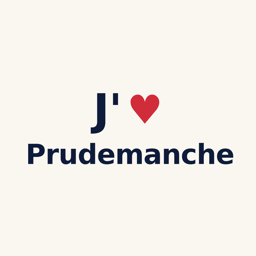 Tasse personnalisée Prudemanche — design J'aime Prudemanche