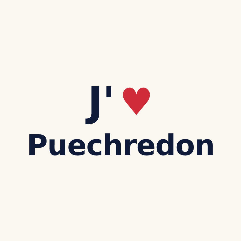 Tasse personnalisée Puechredon — design « J'aime Puechredon » imprimé sur la tasse