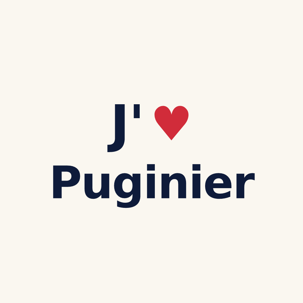 Tasse personnalisée Puginier — design « J'aime Puginier » imprimé sur la tasse
