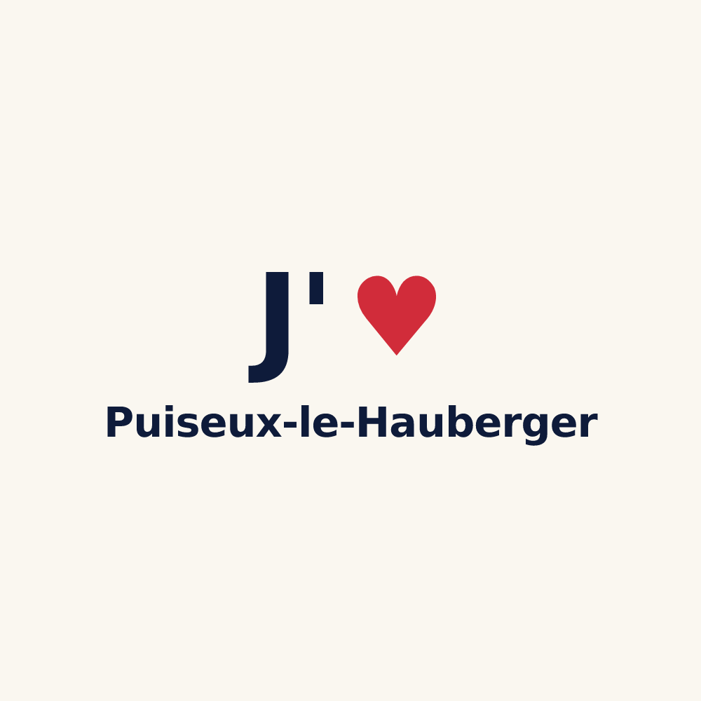 Tasse personnalisée Puiseux-le-Hauberger — design « J'aime Puiseux-le-Hauberger » imprimé sur la tasse
