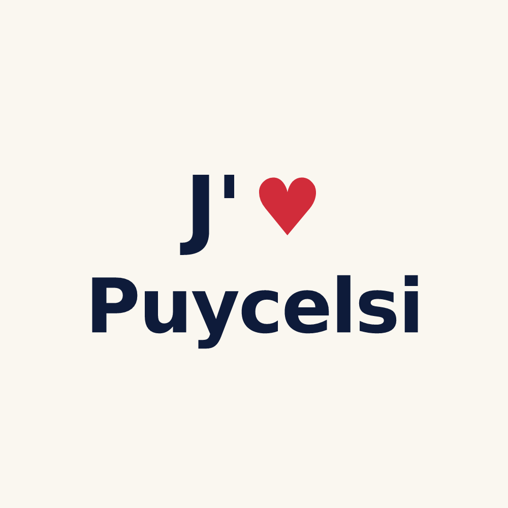 Tasse personnalisée Puycelsi — design J'aime Puycelsi