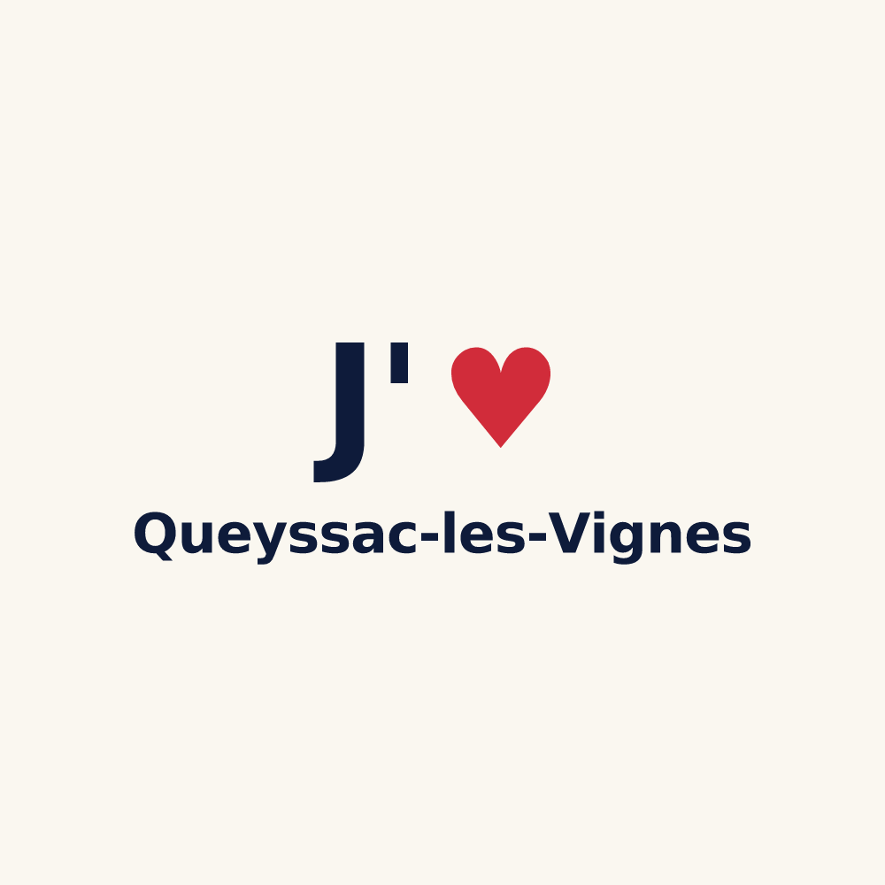 Tasse personnalisée Queyssac-les-Vignes — design « J'aime Queyssac-les-Vignes » imprimé sur la tasse