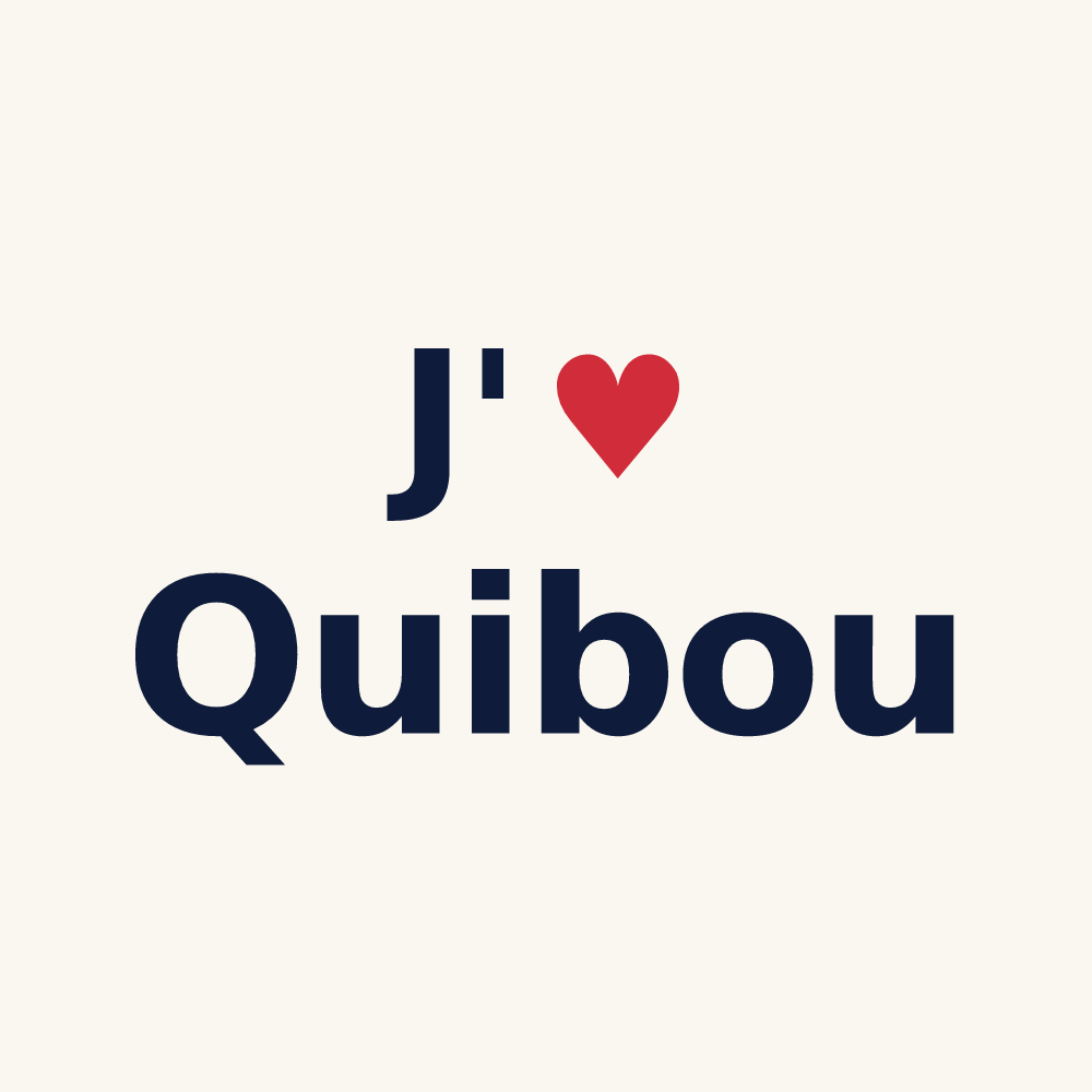 Tasse personnalisée Quibou — design J'aime Quibou