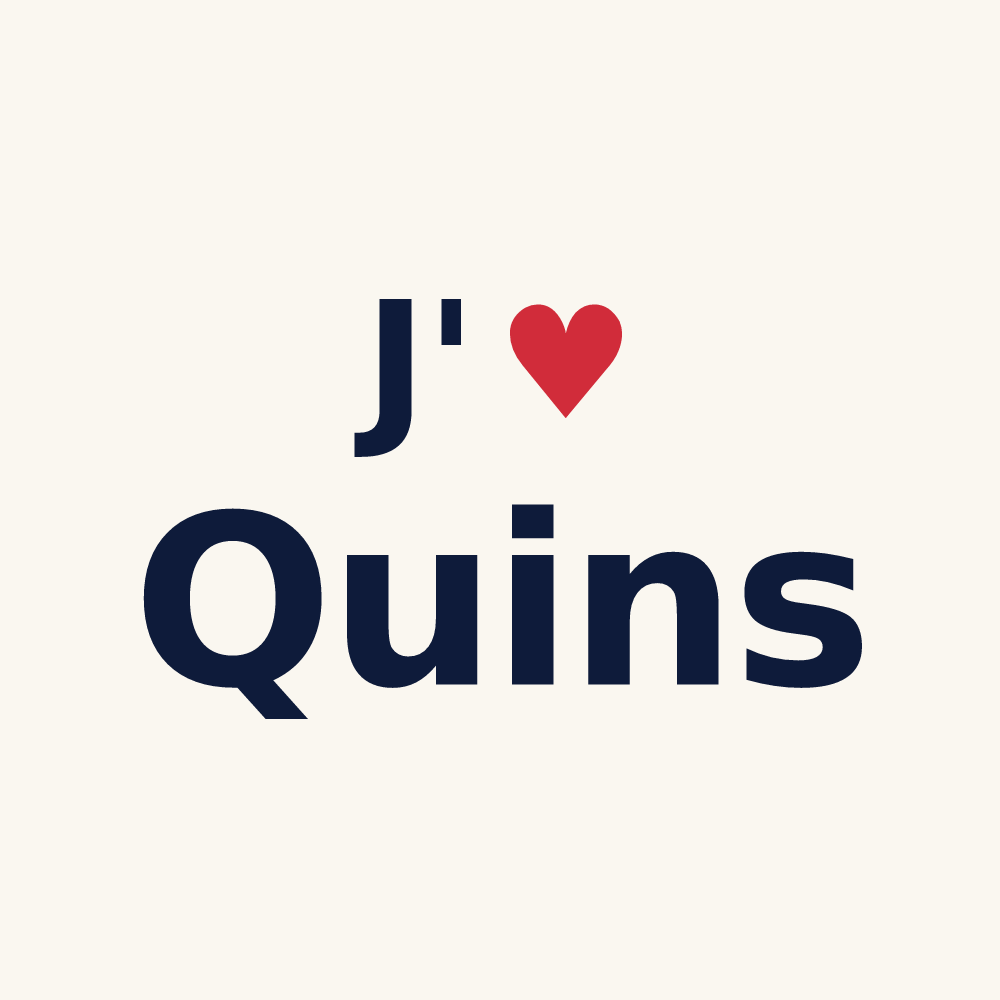 Tasse personnalisée Quins — design « J'aime Quins » imprimé sur la tasse