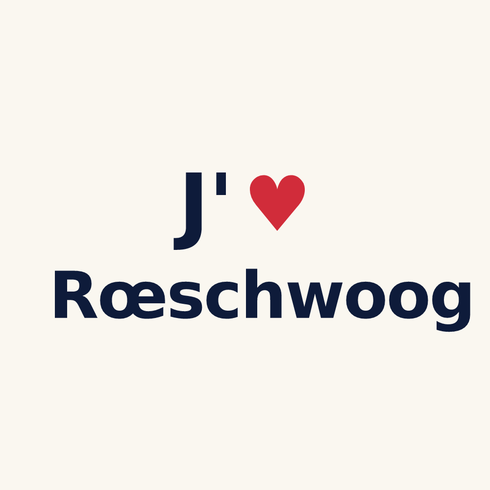 Tasse personnalisée Rœschwoog — design J'aime Rœschwoog