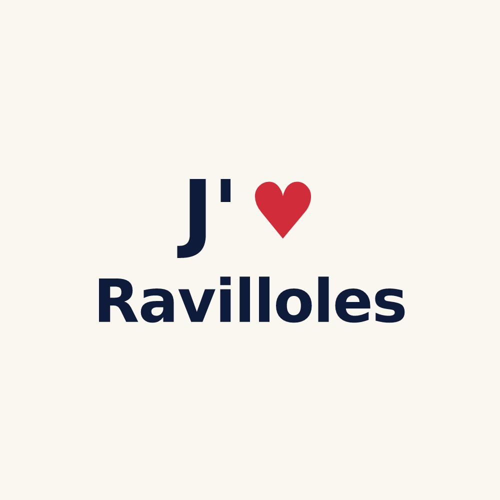 Tasse personnalisée Ravilloles — design J'aime Ravilloles