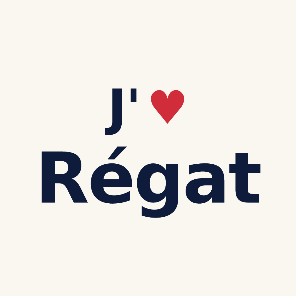 Tasse personnalisée Régat — design « J'aime Régat » imprimé sur la tasse
