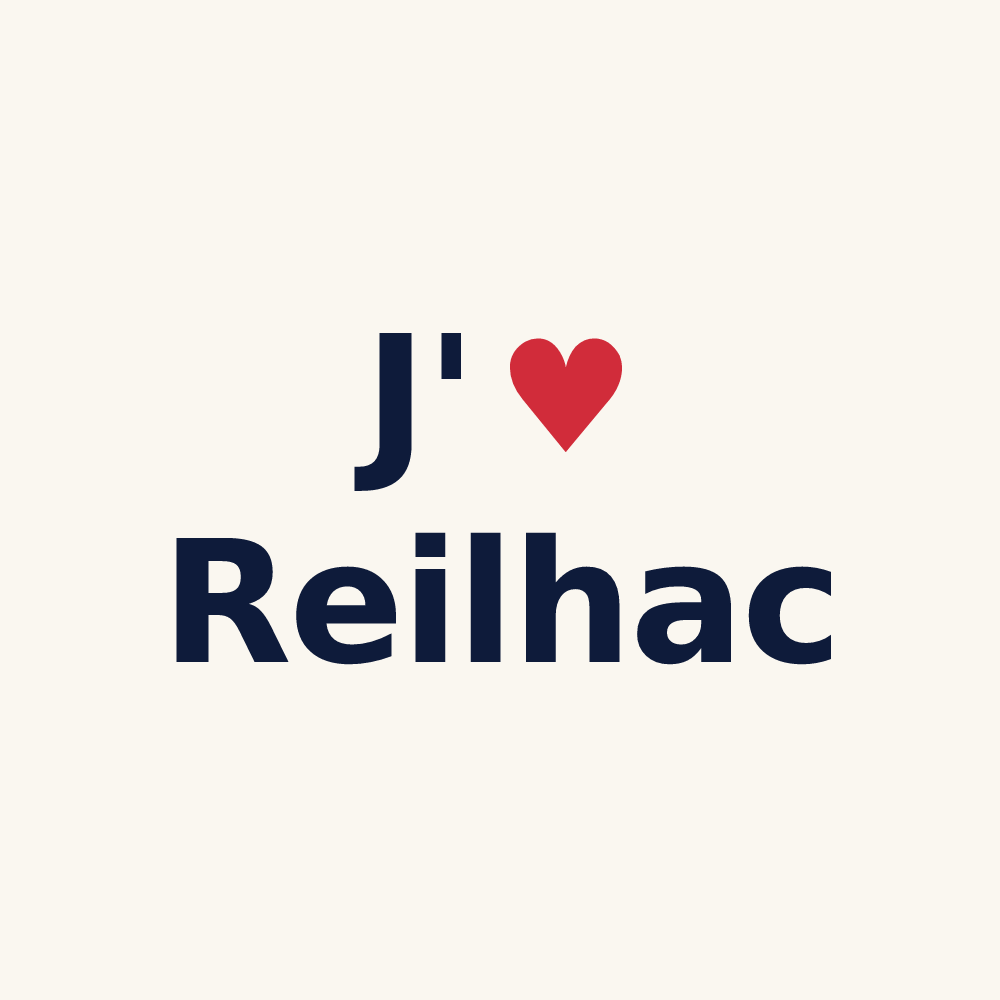 Tasse personnalisée Reilhac — design « J'aime Reilhac » imprimé sur la tasse