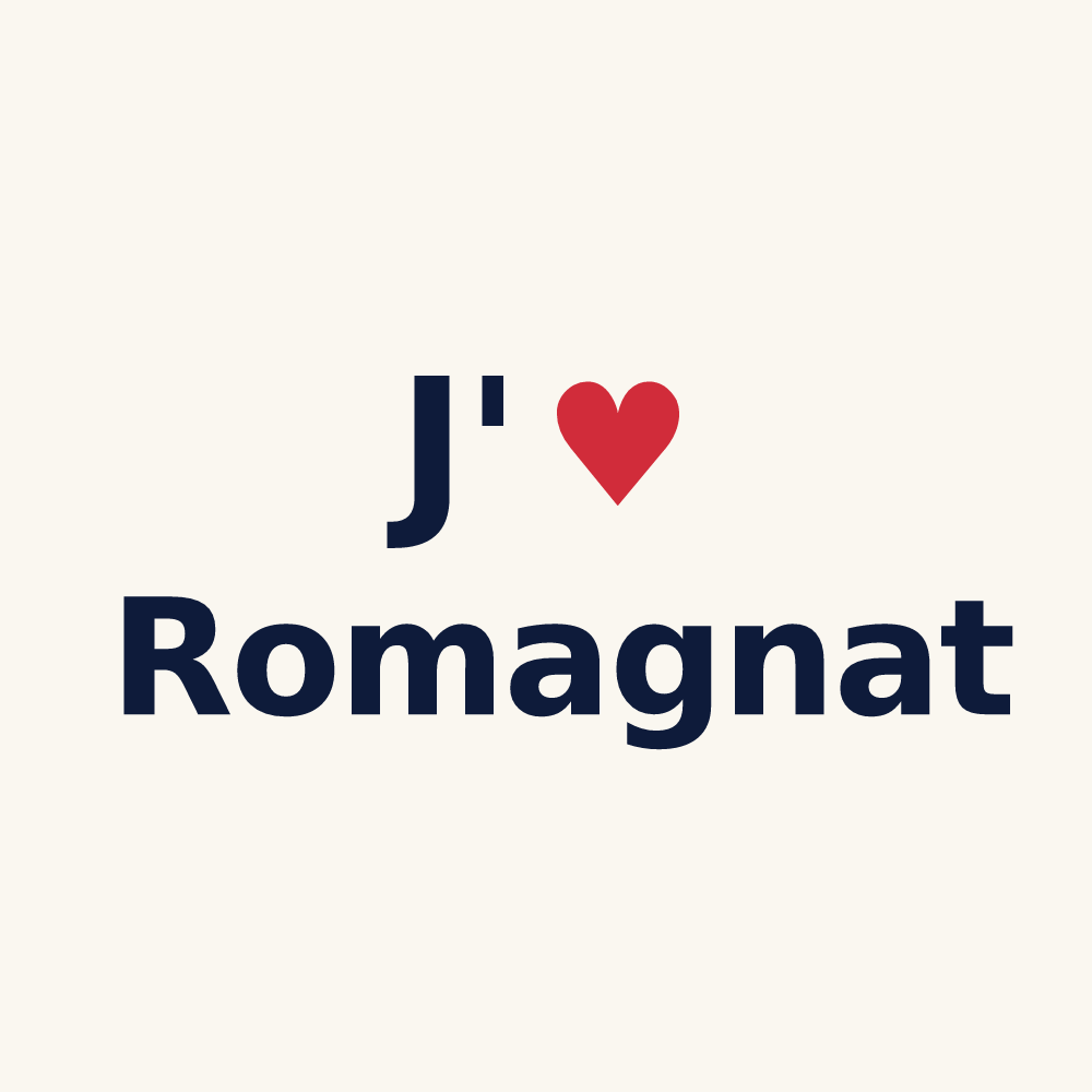 Tasse personnalisée Romagnat — design J'aime Romagnat
