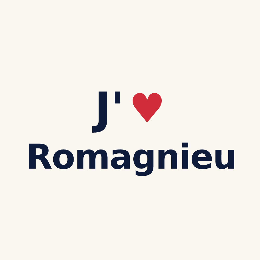 Tasse personnalisée Romagnieu — design « J'aime Romagnieu » imprimé sur la tasse