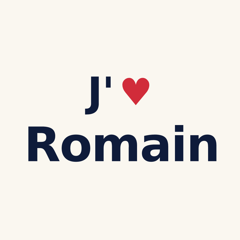 Tasse personnalisée Romain — design J'aime Romain