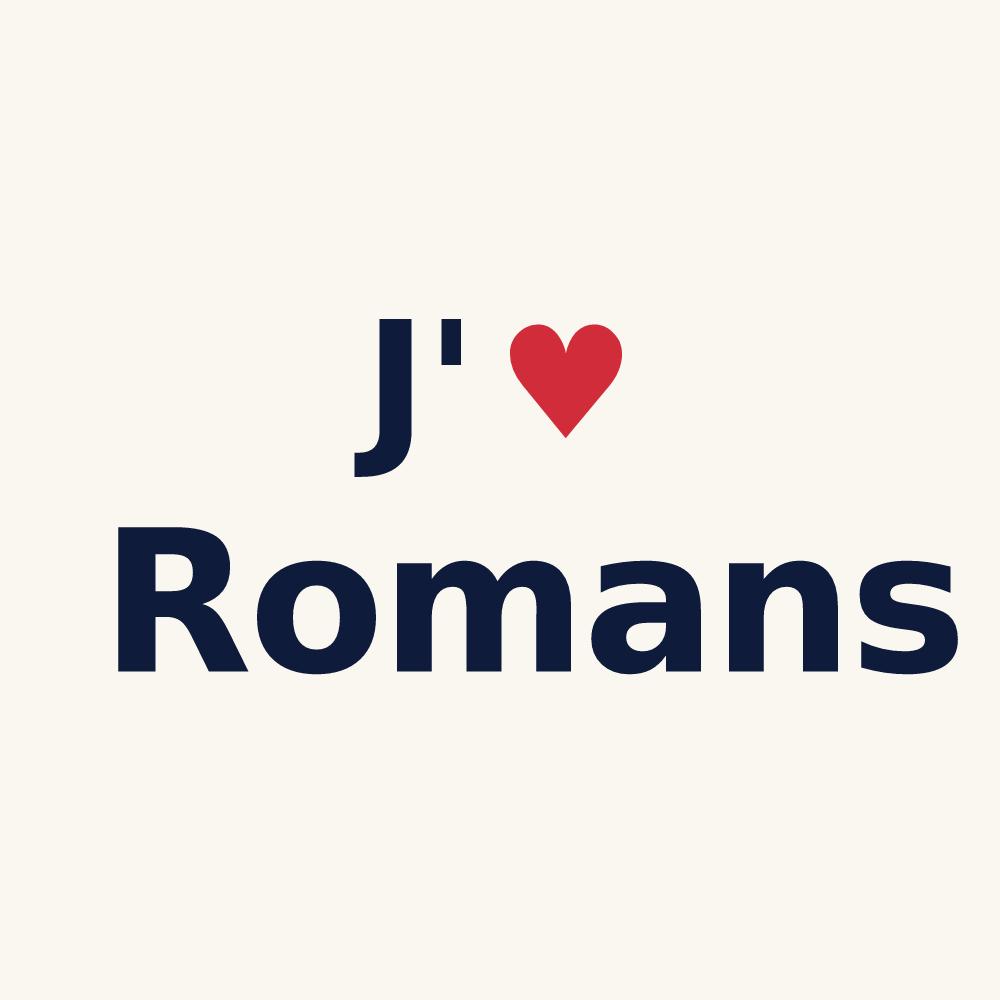 Tasse personnalisée Romans — design J'aime Romans