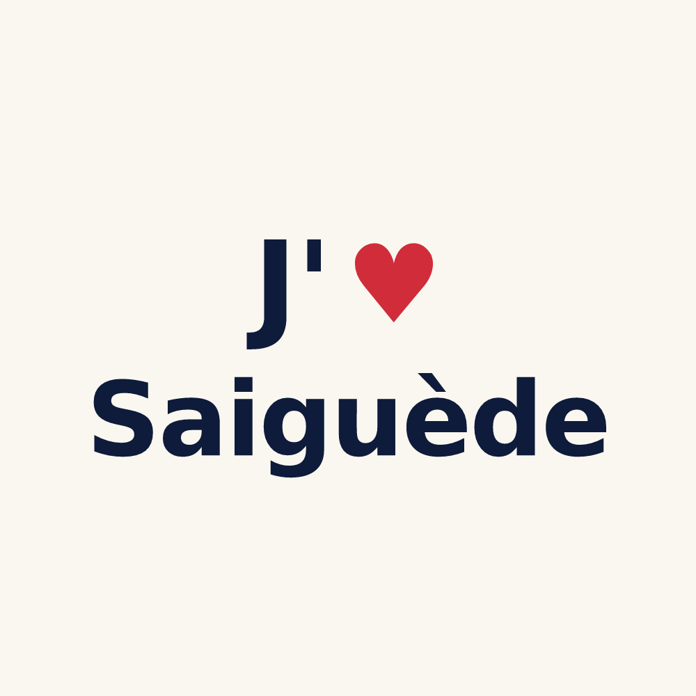 Tasse personnalisée Saiguède — design J'aime Saiguède