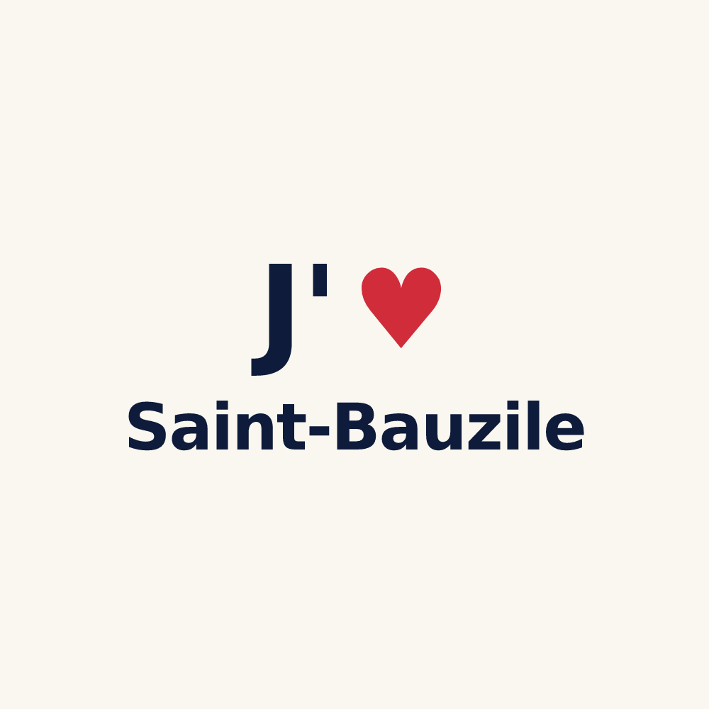 Tasse personnalisée Saint-Bauzile — design « J'aime Saint-Bauzile » imprimé sur la tasse