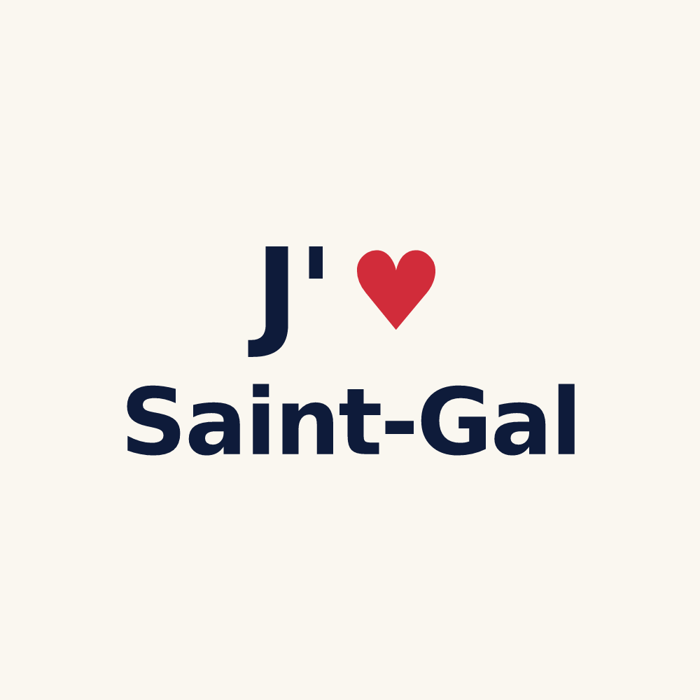Tasse personnalisée Saint-Gal — design « J'aime Saint-Gal » imprimé sur la tasse