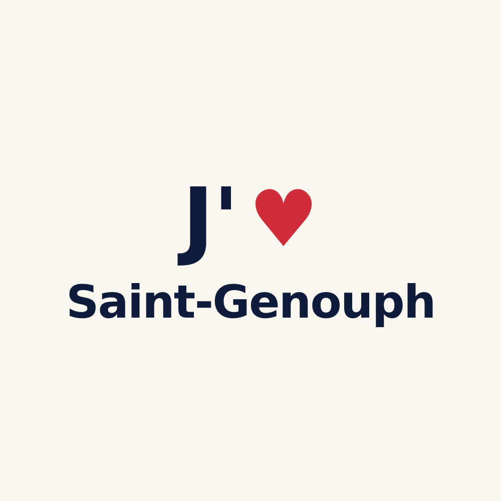 Tasse personnalisée Saint-Genouph — design « J'aime Saint-Genouph » imprimé sur la tasse