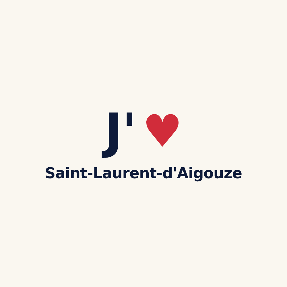 Tasse personnalisée Saint-Laurent-d'Aigouze — design « J'aime Saint-Laurent-d'Aigouze » imprimé sur la tasse