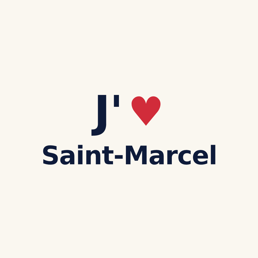 Tasse personnalisée Saint-Marcel — design « J'aime Saint-Marcel » imprimé sur la tasse