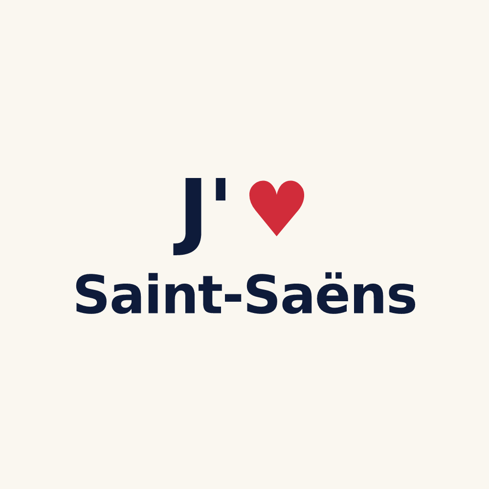 Tasse personnalisée Saint-Saëns — design J'aime Saint-Saëns