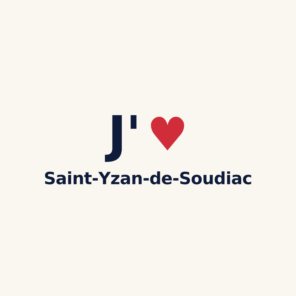 Tasse personnalisée Saint-Yzan-de-Soudiac — design « J'aime Saint-Yzan-de-Soudiac » imprimé sur la tasse