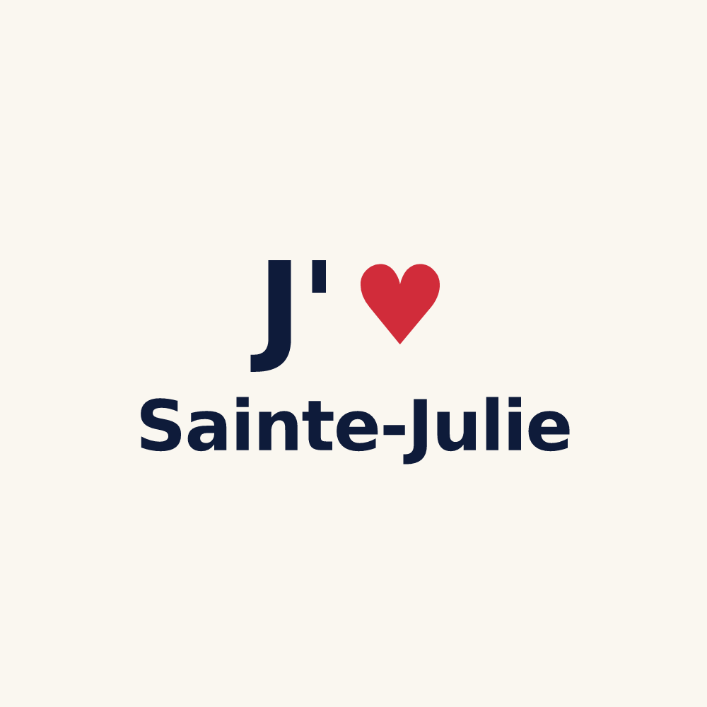 Tasse personnalisée Sainte-Julie — design J'aime Sainte-Julie