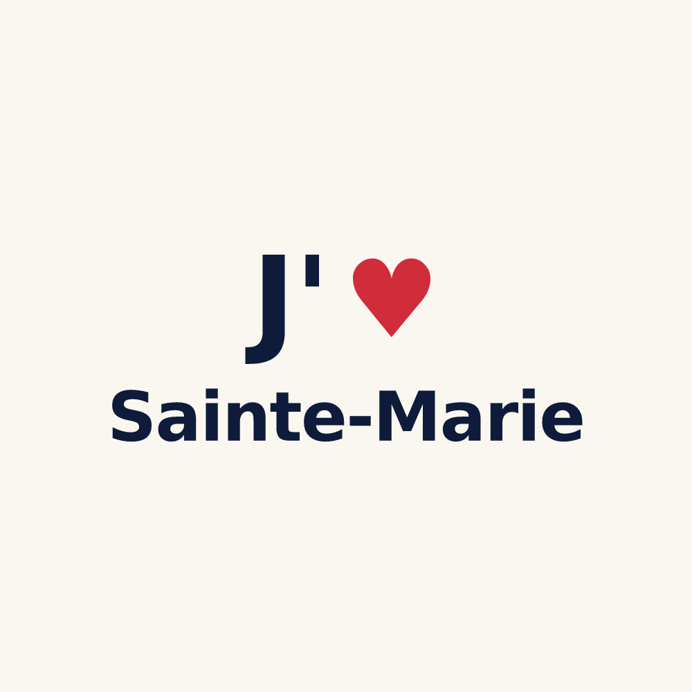 Tasse personnalisée Sainte-Marie — design « J'aime Sainte-Marie » imprimé sur la tasse