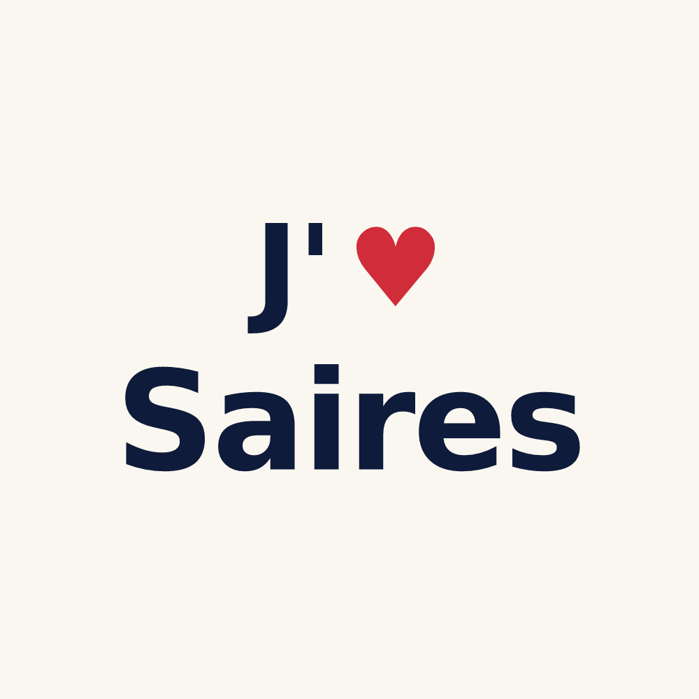 Tasse personnalisée Saires — design « J'aime Saires » imprimé sur la tasse