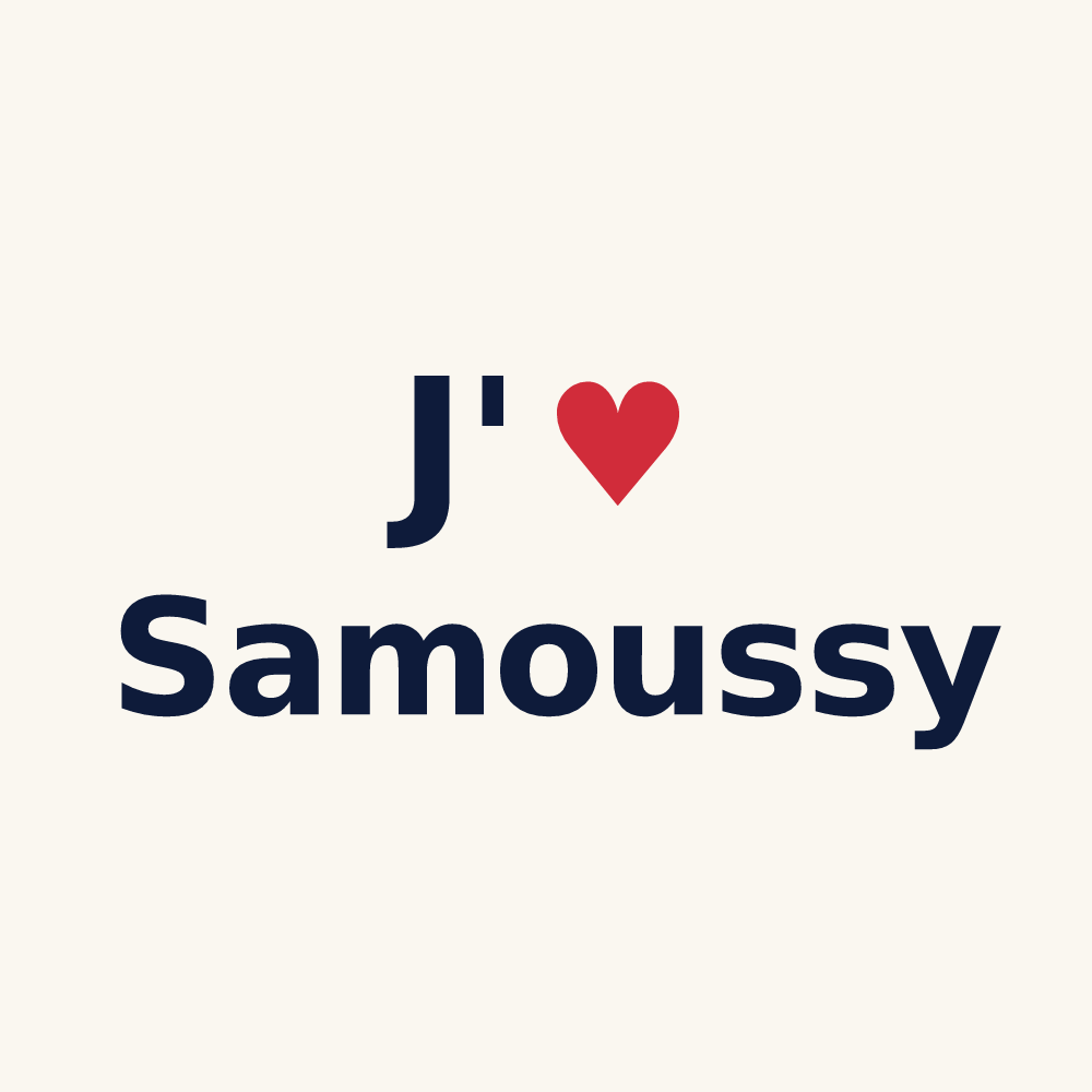 Tasse personnalisée Samoussy — design J'aime Samoussy