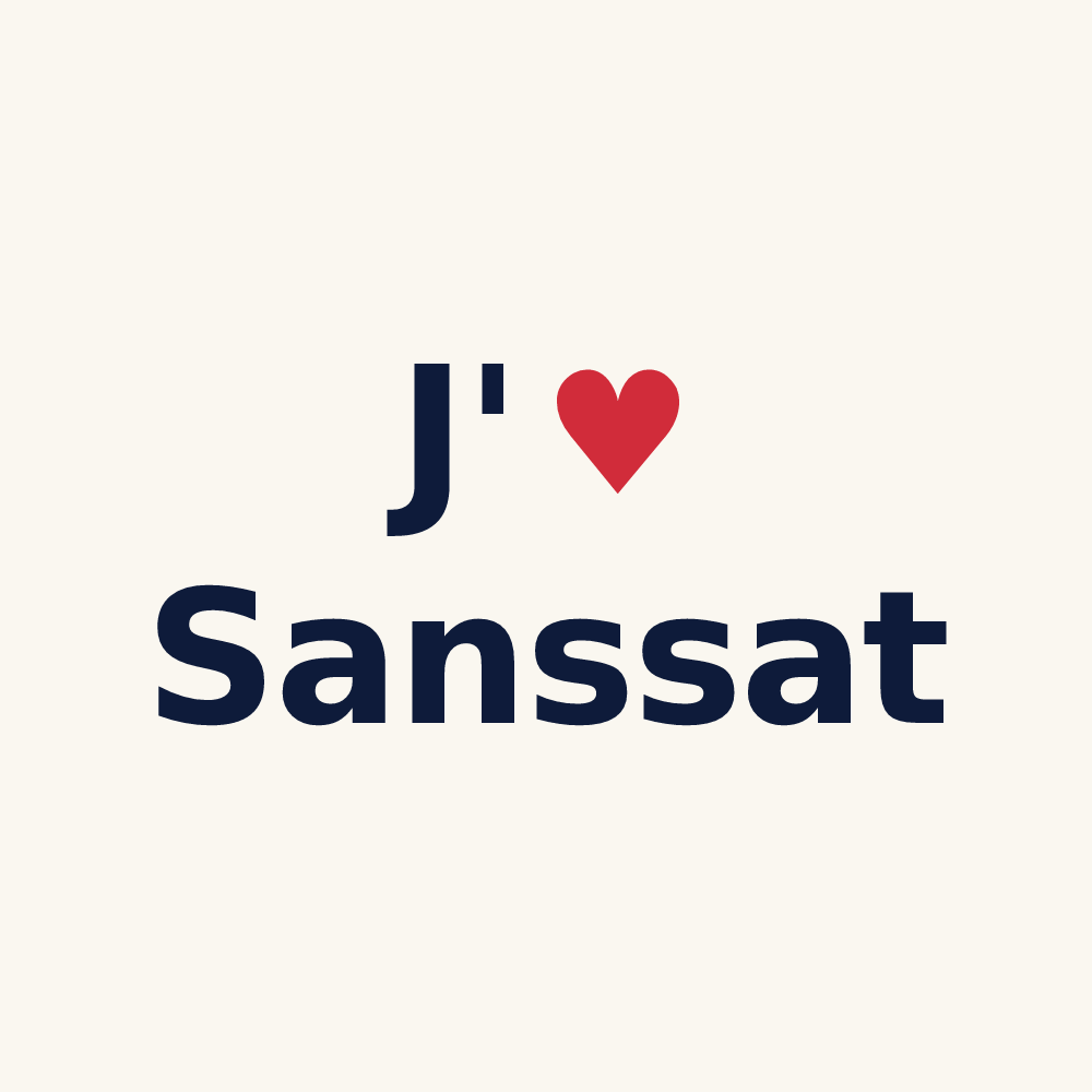 Tasse personnalisée Sanssat — design J'aime Sanssat